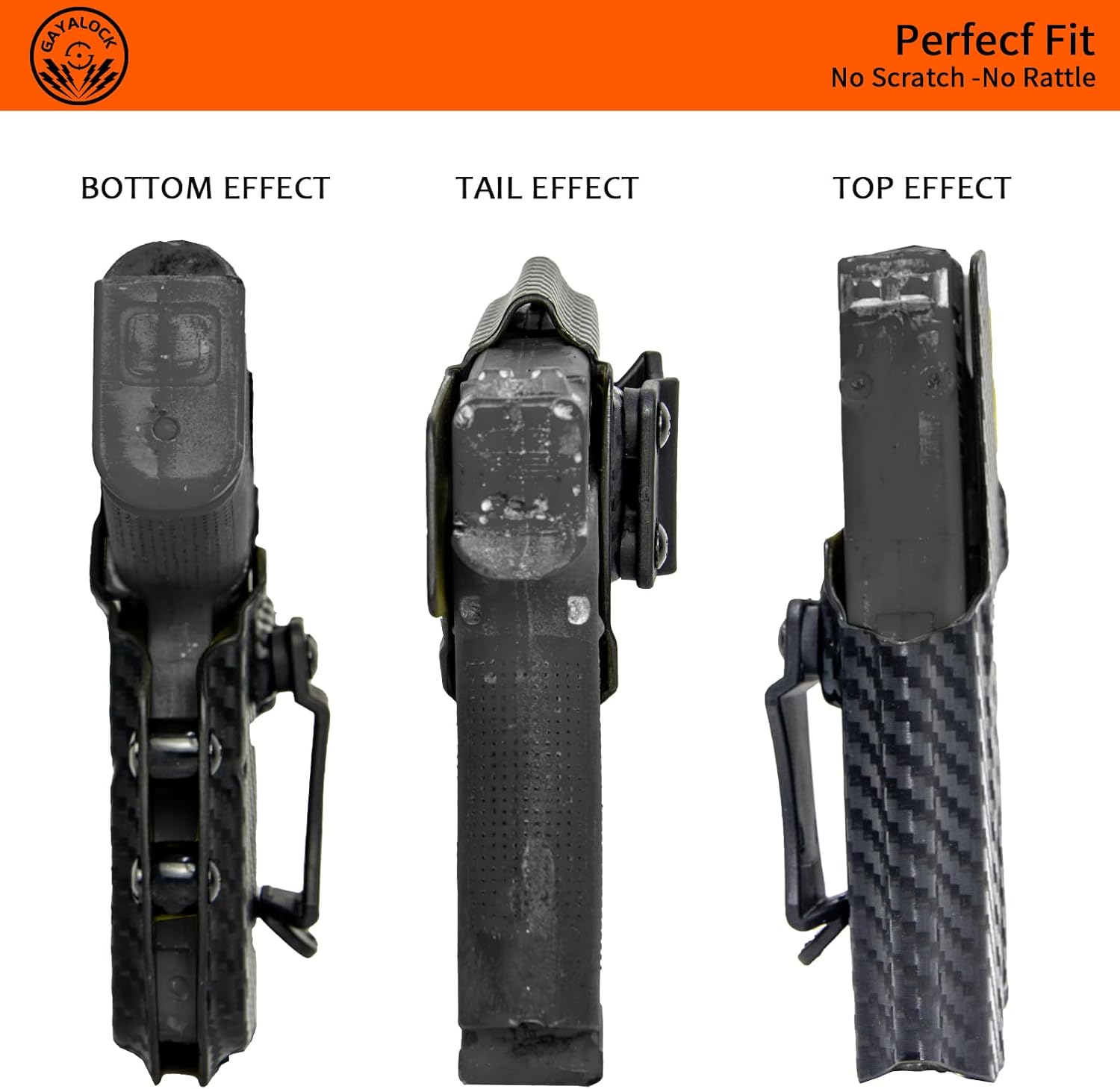 Gun Holster Inside Waistband Belt Wing Tuckable Holster Carbon Fiber fits G43X MOS w Streamlight TLR-6 / IWB G43X MOS with TLR6 Holster | Adjustable Cant | KYDEX Made (Right Hand Draw)