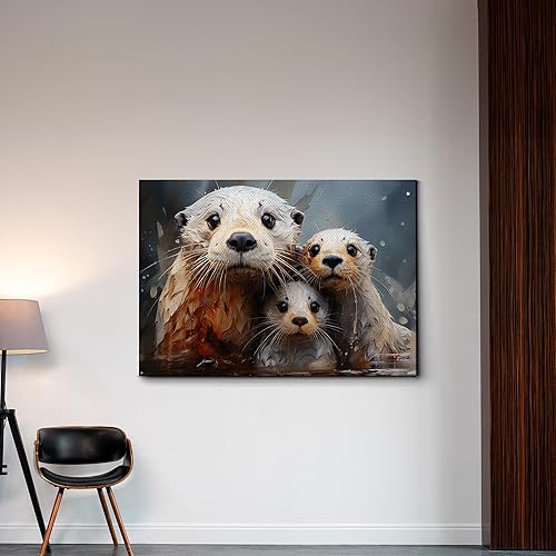 Miniatura 3 de Fox Mother Cub Print, In The Style Of Stencil,Based, Ivory, Kids Wall Art, Kids Wall Art Display, Mom And Baby Animal Art Print, Canvas Prints, Art