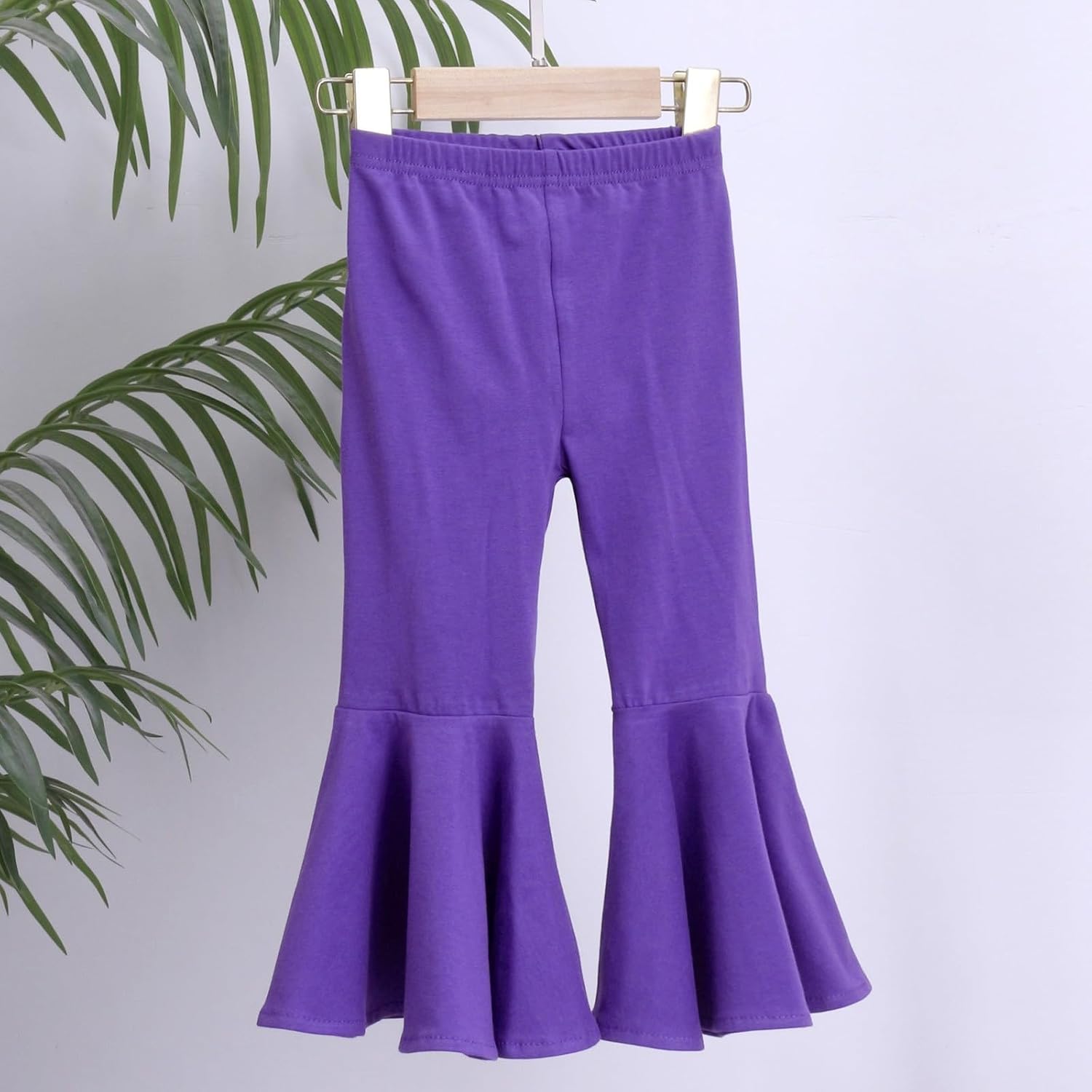 Children's Leggings Stretch Cotton Hem Pants Oversized Flare Pants Solid Color Winter Clothed for Girls