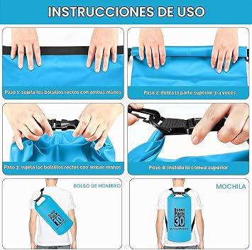 LATERN Waterproof Dry Bag, 20L PVC Dry Sack Backpack Bag 100% Waterproof with Double Adjustable Shoulder Strap for Kayaking Rafting Boating Hiking Camping Travel Fishing Swimming (Blue)