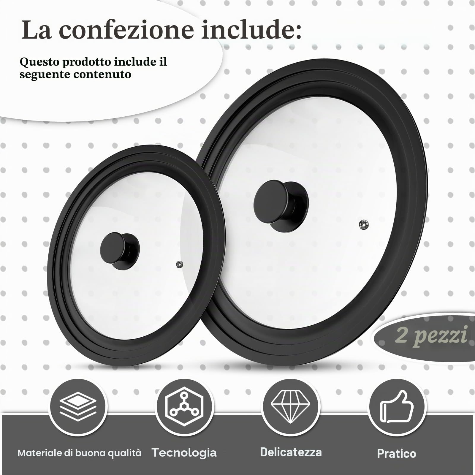 Sunoya Coperchio Universale, Coperchio Pentola, Coperchi Universali Coperchio In Vetro Paraspruzzi, Diametro 16/18/20 Cm E Ø 24/26/28 Cm, Con Bordo In Silicone, Per Pentole E Padelle(Nero)