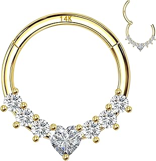 14K Solid Gold Septum Ring, Jewelry Cartilage Earring Hoop, 16G 8mm 10mm Septum Ring for Nose, Ring, Daith, Helix, Tragus, Earring Piercing Jewelry (Yellow/White Gold)