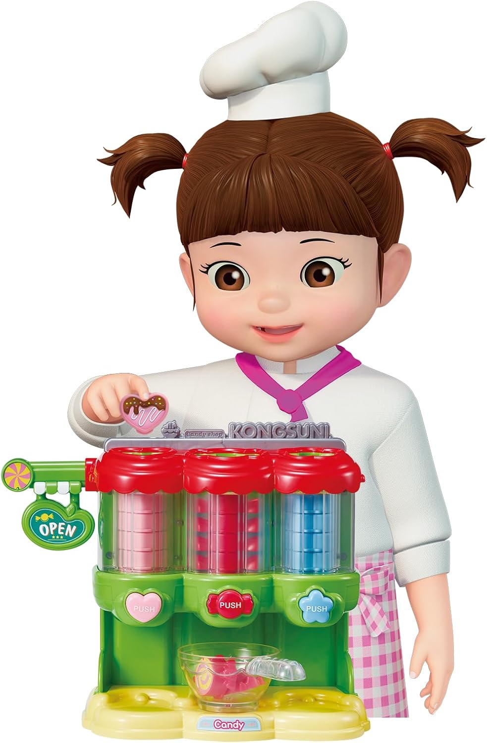 KONGSUNI Series, Sweet Shop, English Package, Youngtoys playset Bath Restaurant Shower Teeth Veggie Cake Bakery ice Cream Nurse Cooking