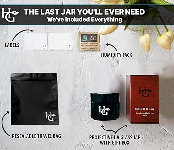 Herb Guard - Quarter Oz Ultraviolet Jar & Humidity Pack (100 ml) Airtight UV Protection Keeps Herbs Fresh for Months