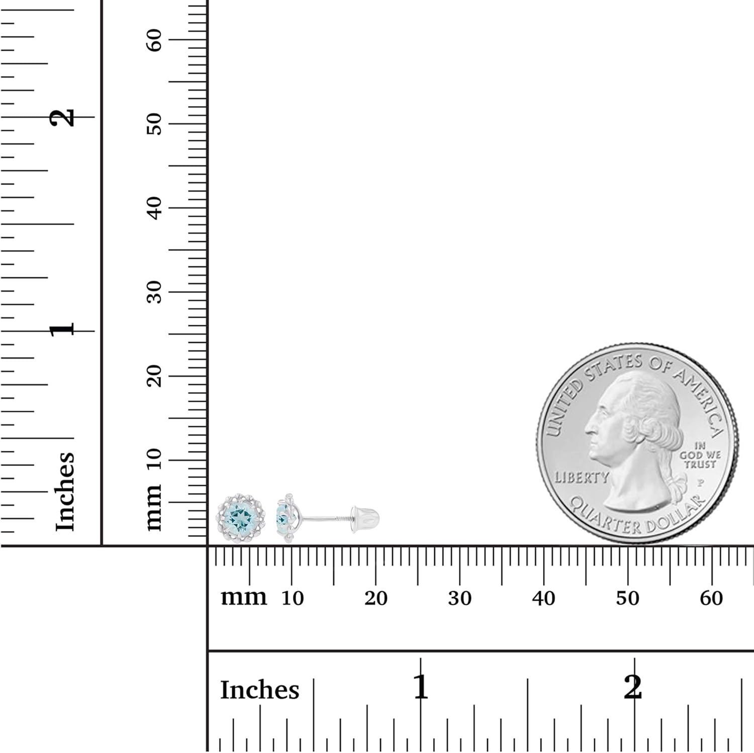 Solid 14K Gold 6mm Textured Halo Natural Birthstone Screwback Stud Earrings For Women | 4mm Round Birthstone | 14K Gold Halo Textured Screwback Earrings For Women