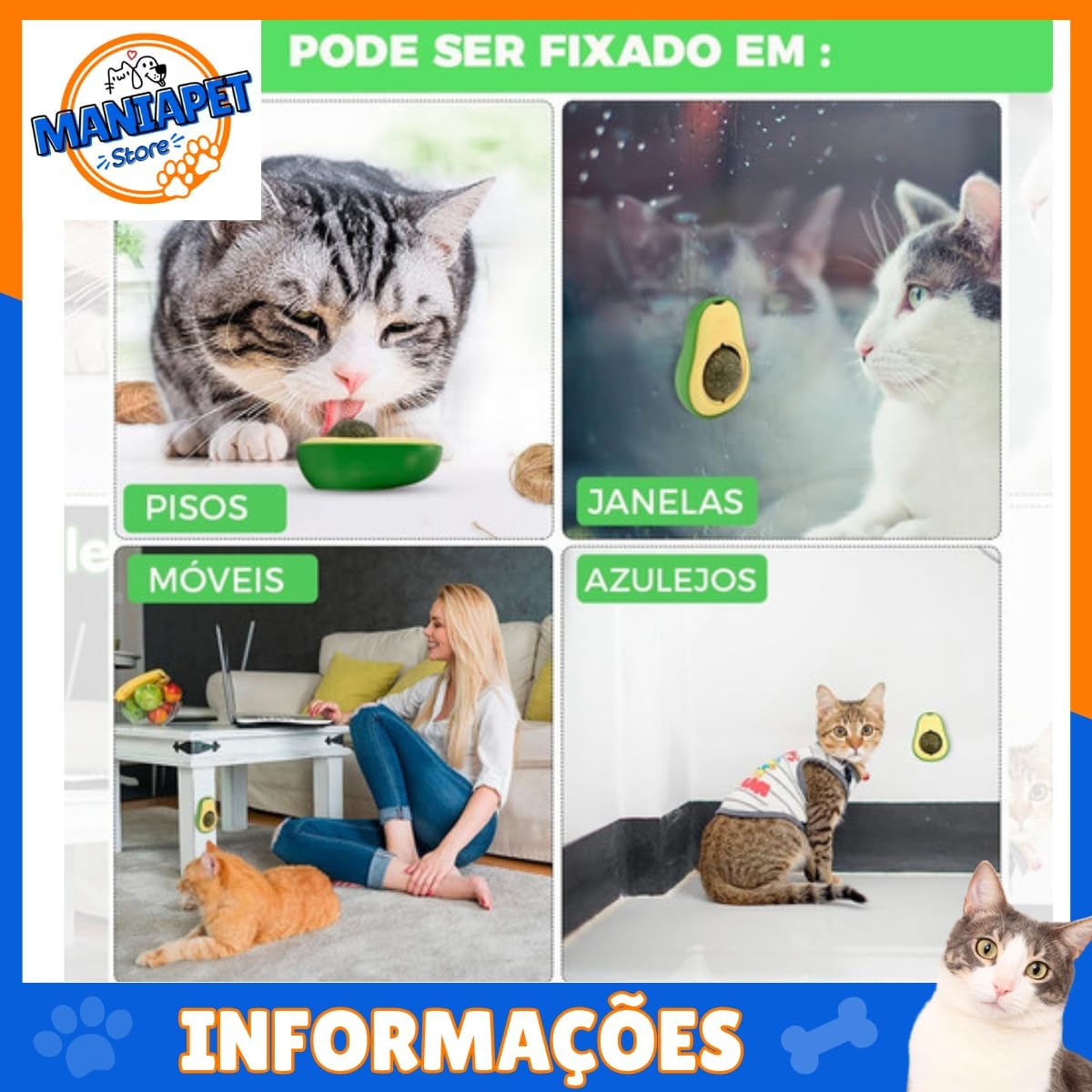 Kit 2 Abacate De Brinquedo Para Gatos Com Catnip Erva Gato Natural Bola de Lamber