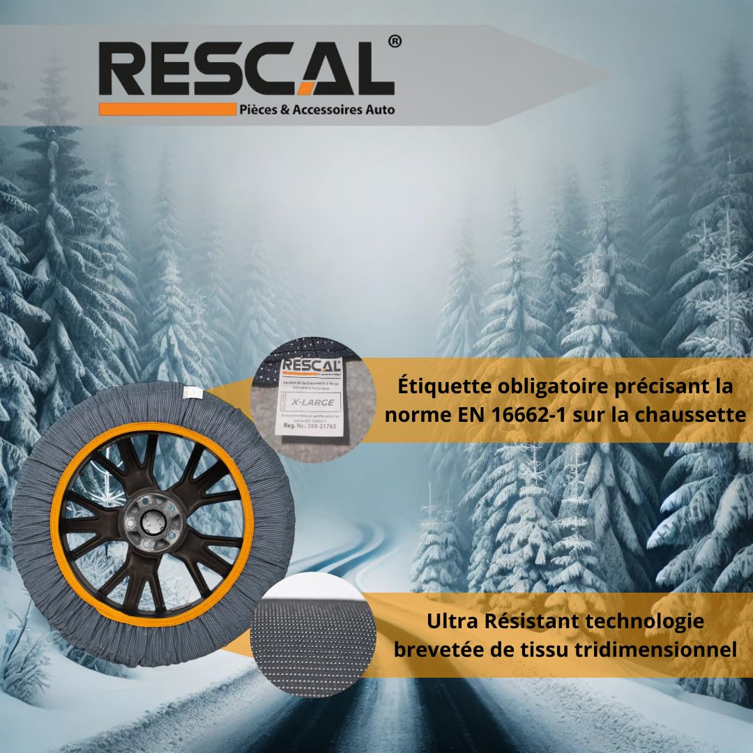 Chaussettes à Neige Pneus 225/60 R18, 235/55 R18, 255/40 R19 - Antidérapantes et Homologuées pour Sécurité Maximale -Installation Facile et Alternative aux Chaînes Neige pour Conduite Hivernales