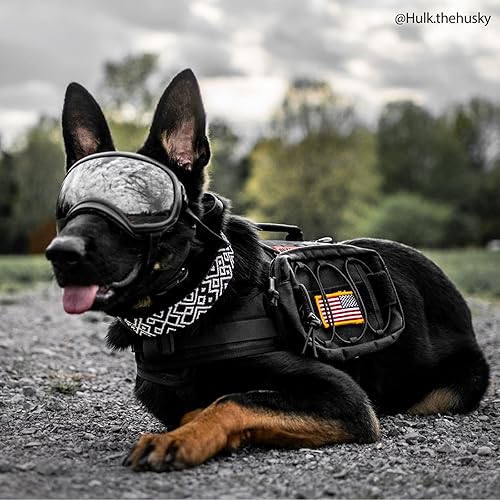 Miniatura 9 de OneTigris Mochila para perros medianos y grandes, mochila de nailon para perros, mochila táctica para mascotas con bolsillos laterales para