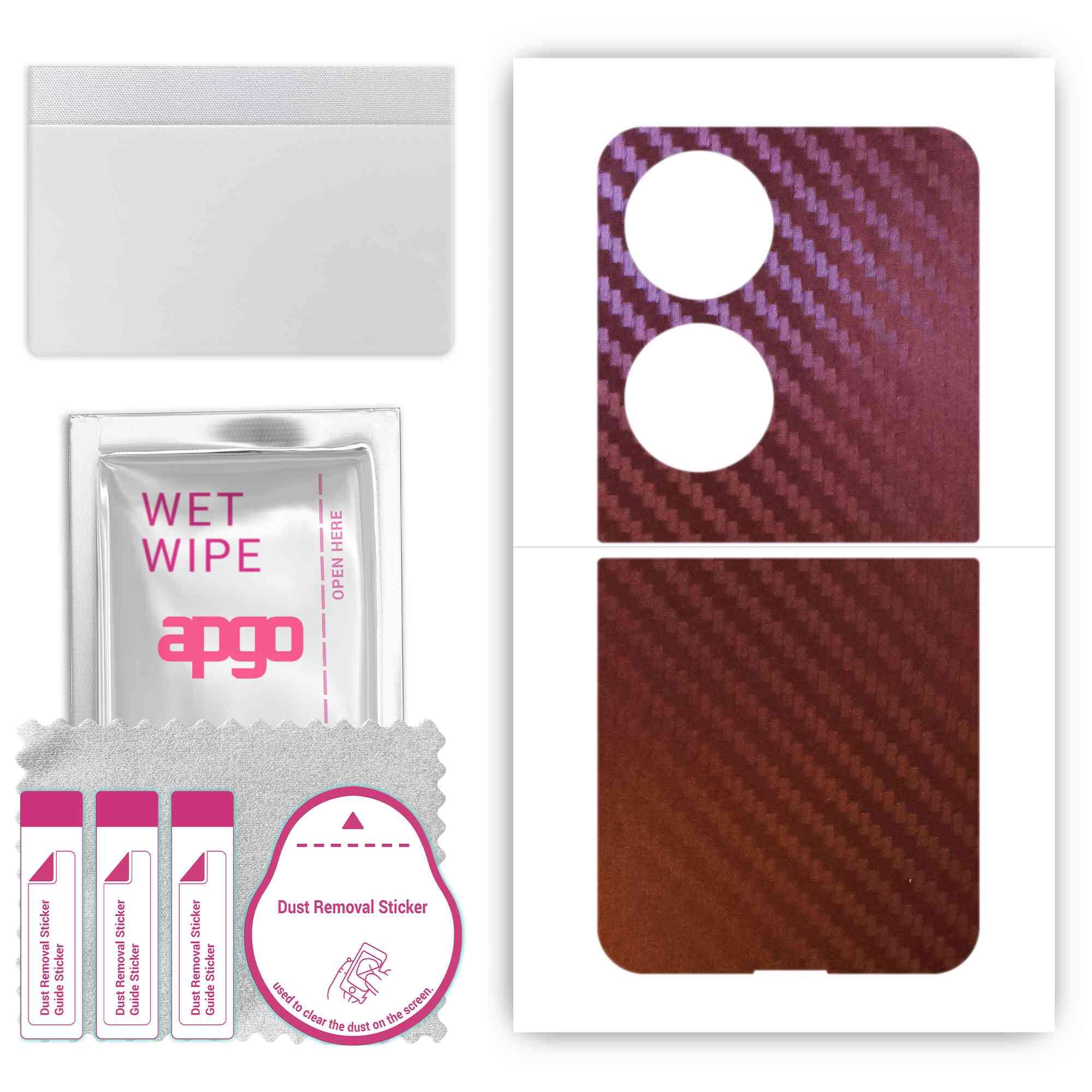 apgo BACK SKIN Film Pellicola protettiva Protezione Posteriore per Huawei P50 Pro, skin sticker film foil vinyl Rosso pastello opaco