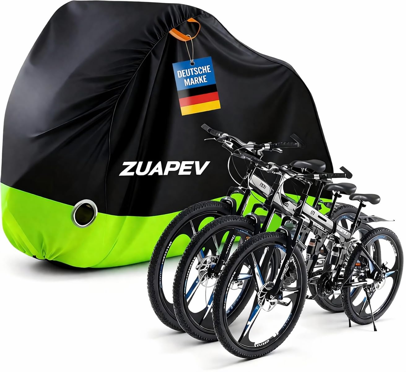 ZUAPEV® Fahrradabdeckung für 2-3 Fahrräder Wasserdicht, Fahrradgarage Wetterfest Fahrrad Abdeckplane Polyester 210D Fahrradplane Regenschutz, Fahrrad Garage Outdoor Abdeckung Schutzhülle 208x112x110cm