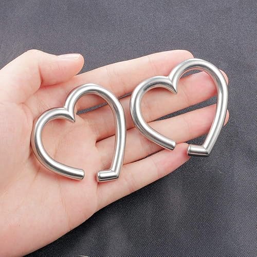 Miniatura 3 de LADEMAYH 2 piezas pesas para orejas estiradas, joyería corporal, ajuste mínimo de calibre 6g a 1 pulgada con estilo de corazón, aro, pájaro de acero