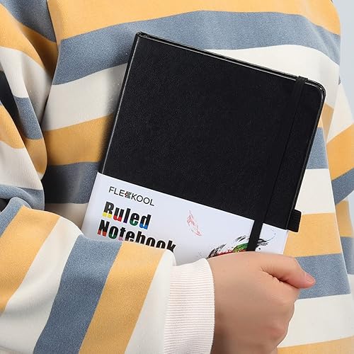 Miniatura 7 de Cuaderno rayado con papel grueso de 3.53 ozm, cuaderno rayado universitario A5 con bucle para bolígrafo, tapa dura, bolsillo interior, 5.75 x 8.38