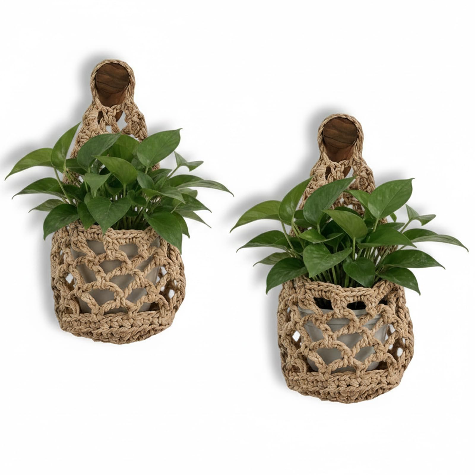 Allbestaye 2 Pack Macrame Hanging Planter Baskets for 5-6" Pots, Handmade Cotton Wall Hanging Plant Hangers for Houseplants, Space Saving Boho Plant Holders for Living Room Kitchen Bathroom Decor