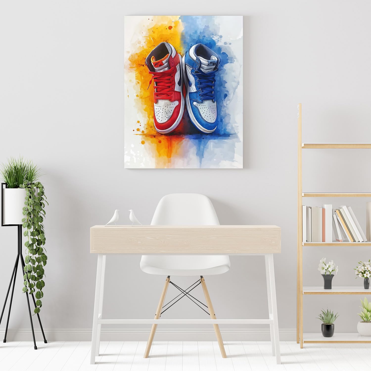 Ypxzzj Graffiti Sneaker Poster Canvas Wall Art for Boy’s Room,Trendy Sport Shoe Artwork for Gym Wall Decor,Hypebeast Shoe Picture for Home Decor Framed Ready to Hang (16''x24'')