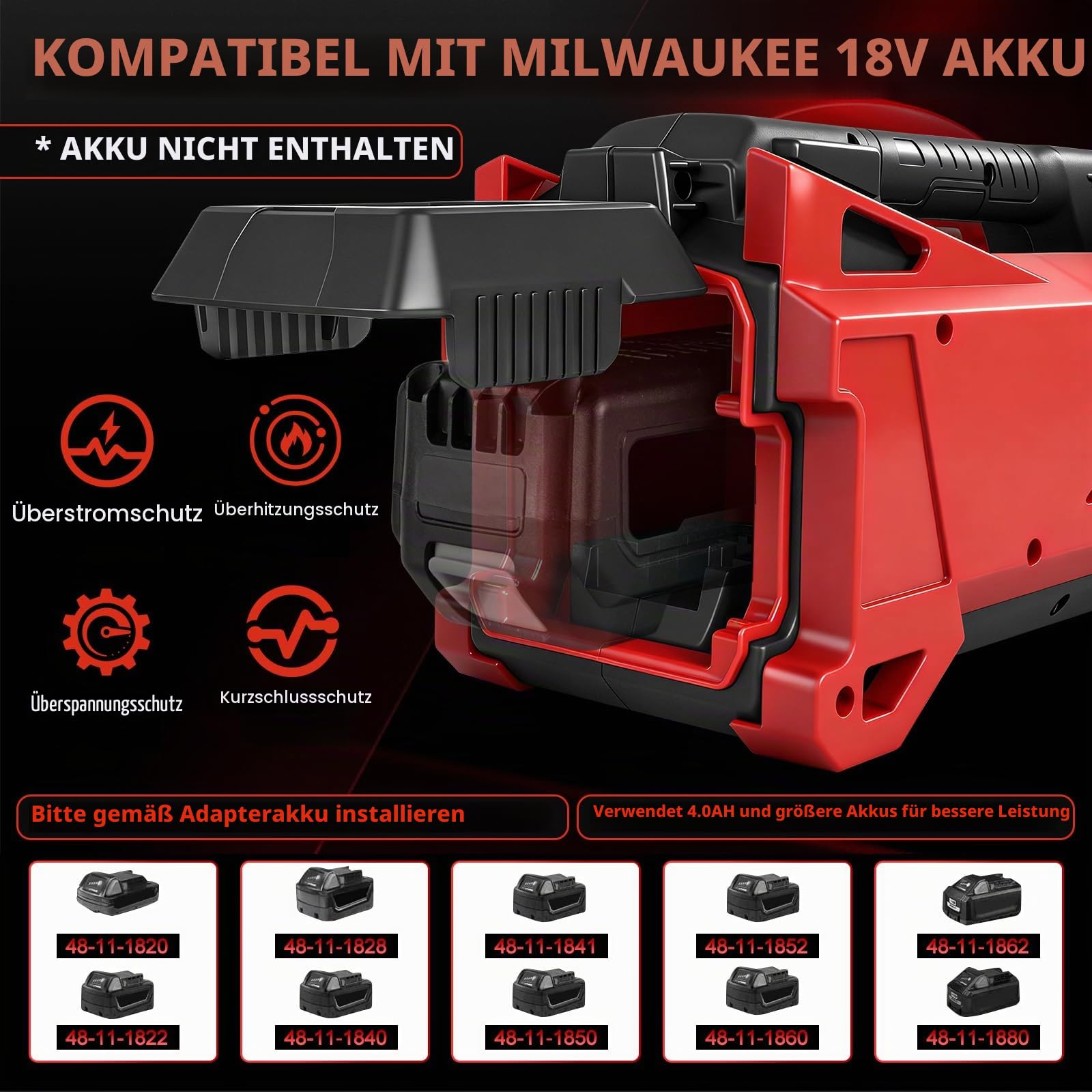 Wasserpumpe Kompatibel mit Milwaukee 18V Akku, Kabellose tragbare selbstansaugende Elektropumpe Für Haus, Pool, Wohnmobil, Garten, Whirlpool, Teich Aquarium (Ohne Akku)