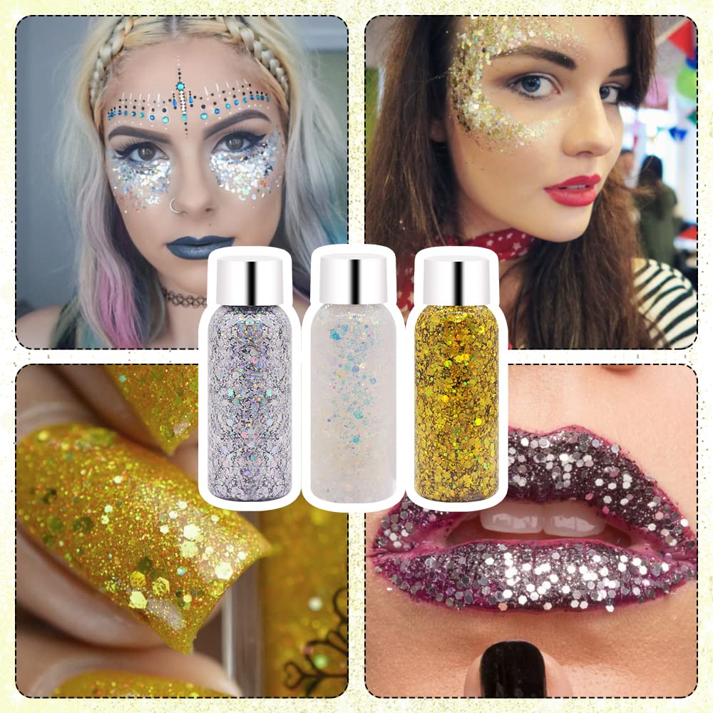 KUIRUNRX Glitzer-Set Für Gesicht & Körper – 12 Farben, Fluoreszierend, Im Dunkeln Leuchtend, Für Festival & Halloween