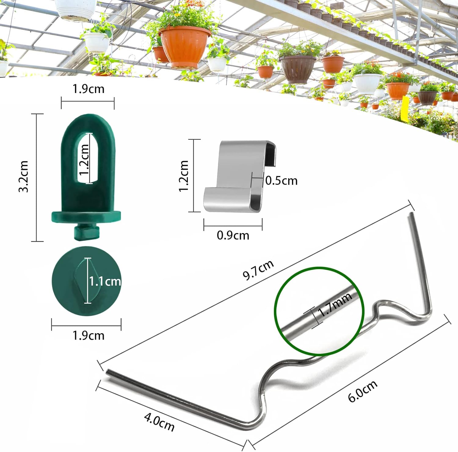 95Pcs Greenhouse Glass Clips Set, 60 Greenhouse Glazing W Wire Clip 30