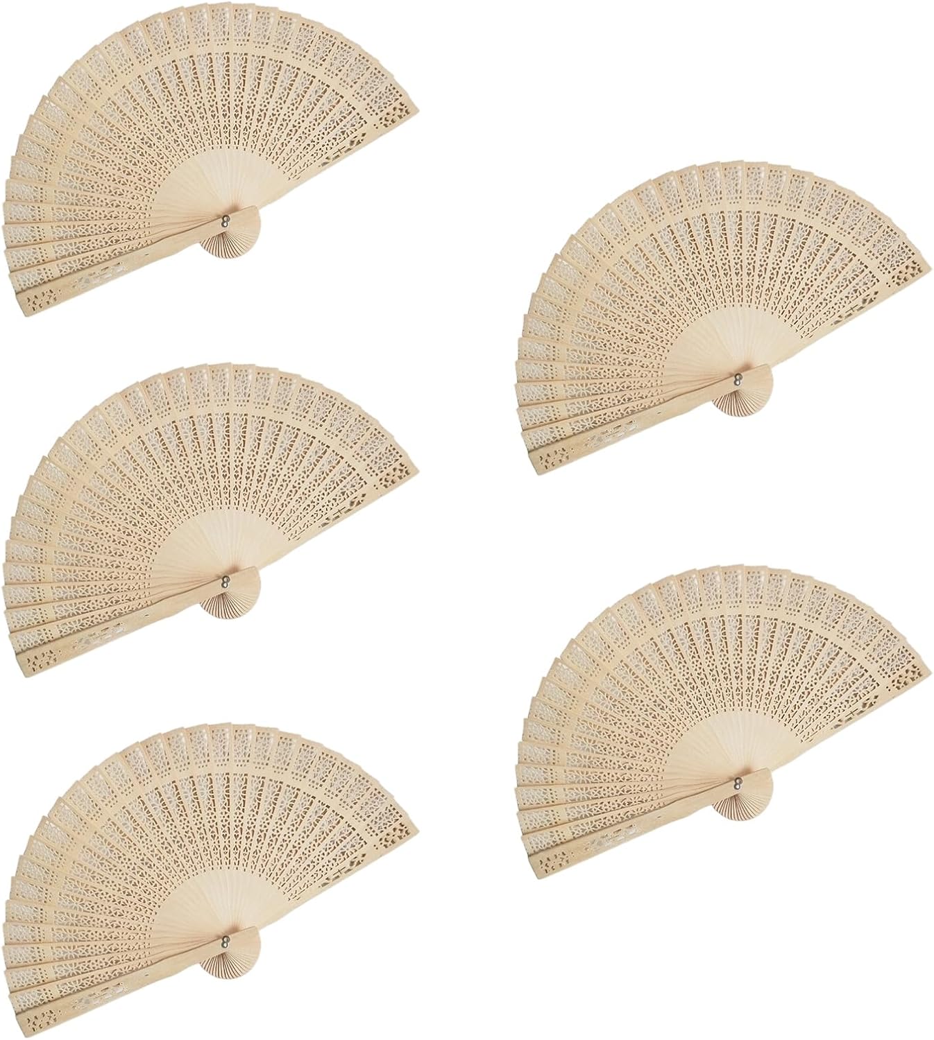 Decorative Folding Fans,Chinese Fan, 5PCS Wooden Folding Fans Handheld Wedding Guest Wedding Fans Hot Days Cooling Accessories(The Color of)
