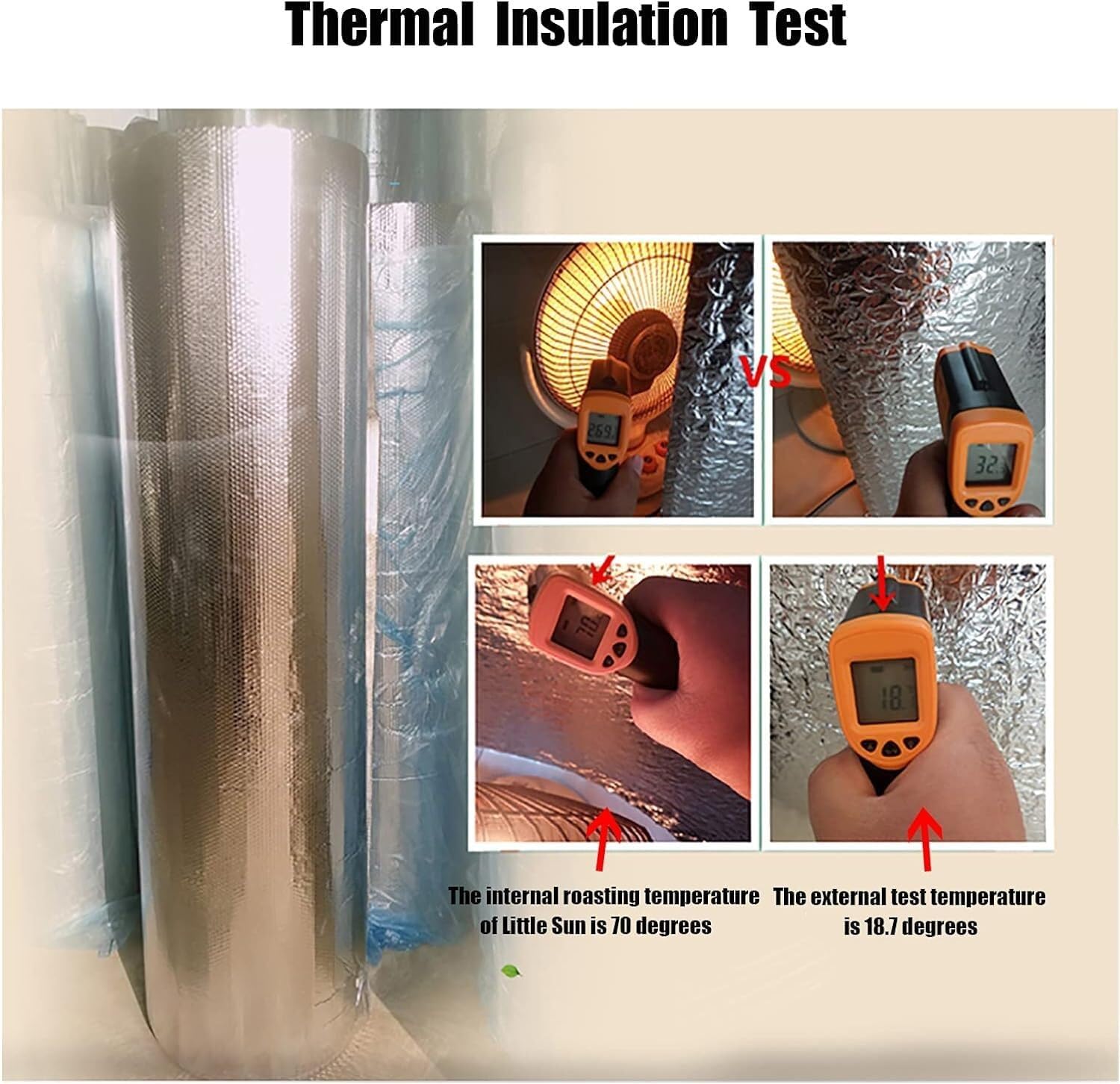 Insulation Foil, Double Sided Bubble Insulation Film, Ideal for Garage Doors, Homes, Attics(1x15m)