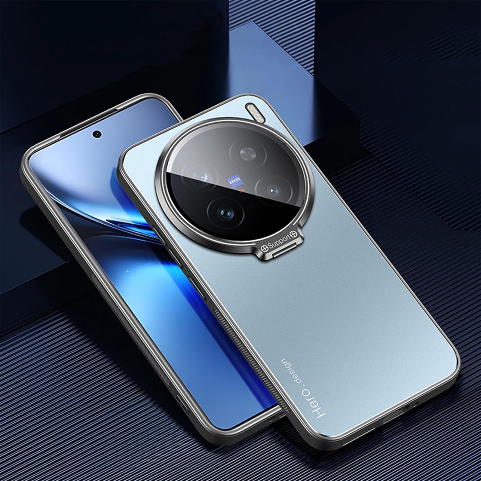 TIANYUE Case for vivo X200 Pro, Slim Shell Film Integrated Phone Case with stand, PC Hard Cover for vivo X200 Pro-Blue