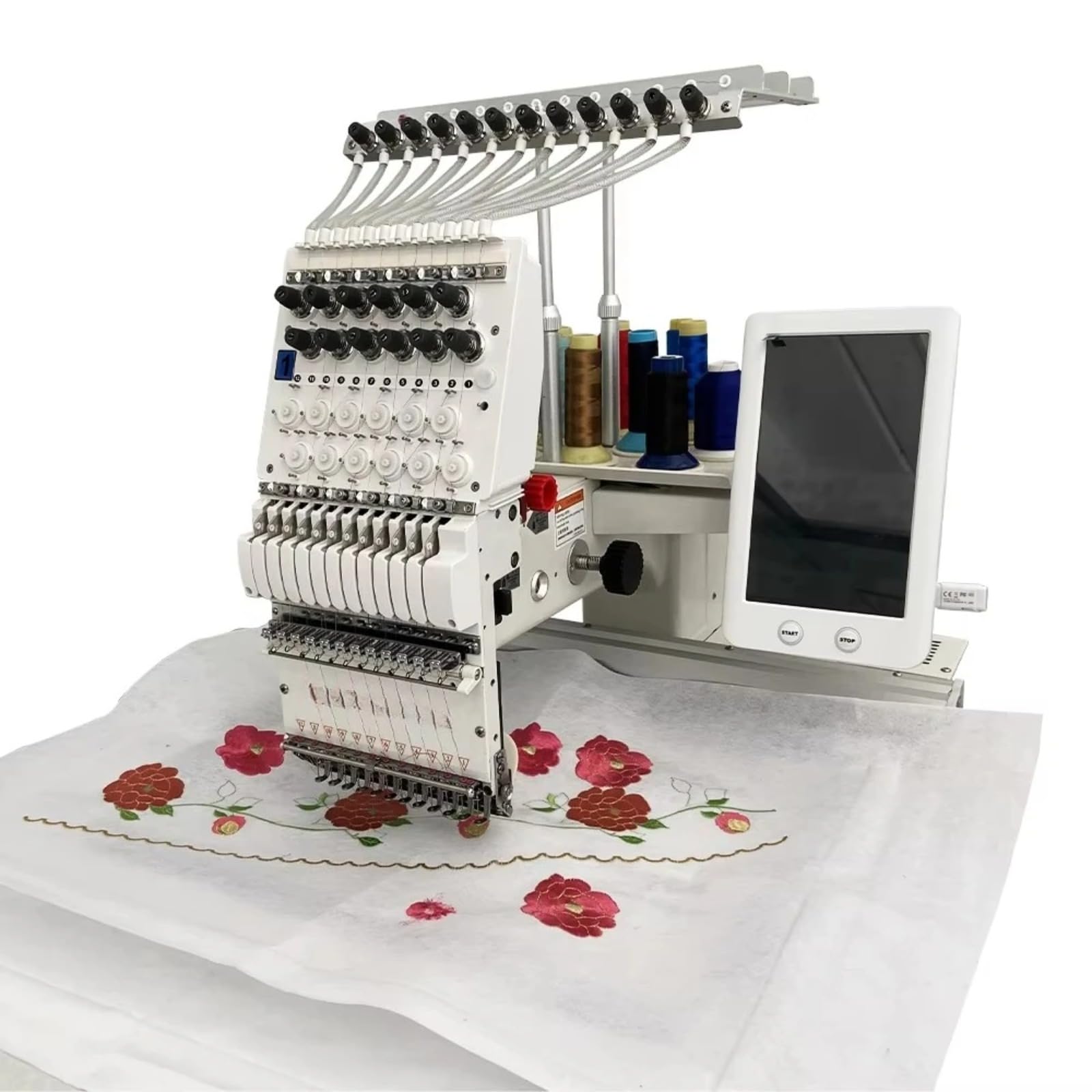 Macchina da ricamo industriale per impieghi gravosi Multi ago Macchina da ricamo computerizzata per cuciture piatte con logo, cambio automatico di colore touch screen intelligente per ordini