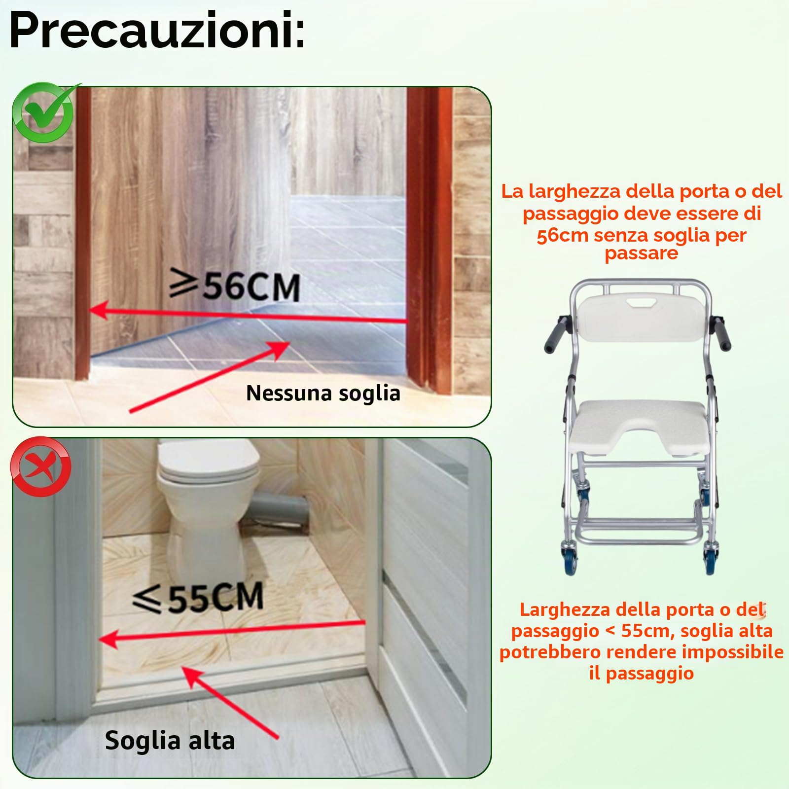 Sedia da Doccia con Ruote, Sedia per Doccia per Anziani e Disabili | Sedile da Sgabello Bagno Pieghevole con Ruote Universali, Quattro Ruote con Freni, Braccioli e Schienale, Carico 120 kg