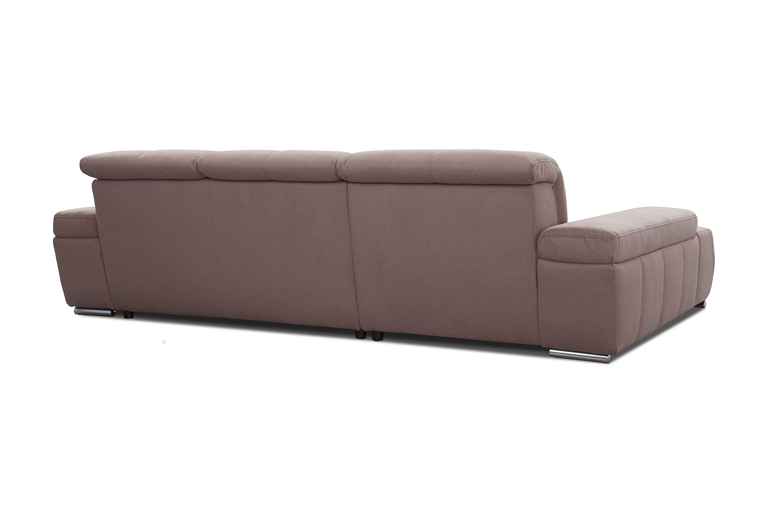 Divano Angolare Cavadore Mistrel Con Letto E Rivestimento Soft Clean, 273x173 Cm, Colore Talpa, Facile Da Pulire - 3
