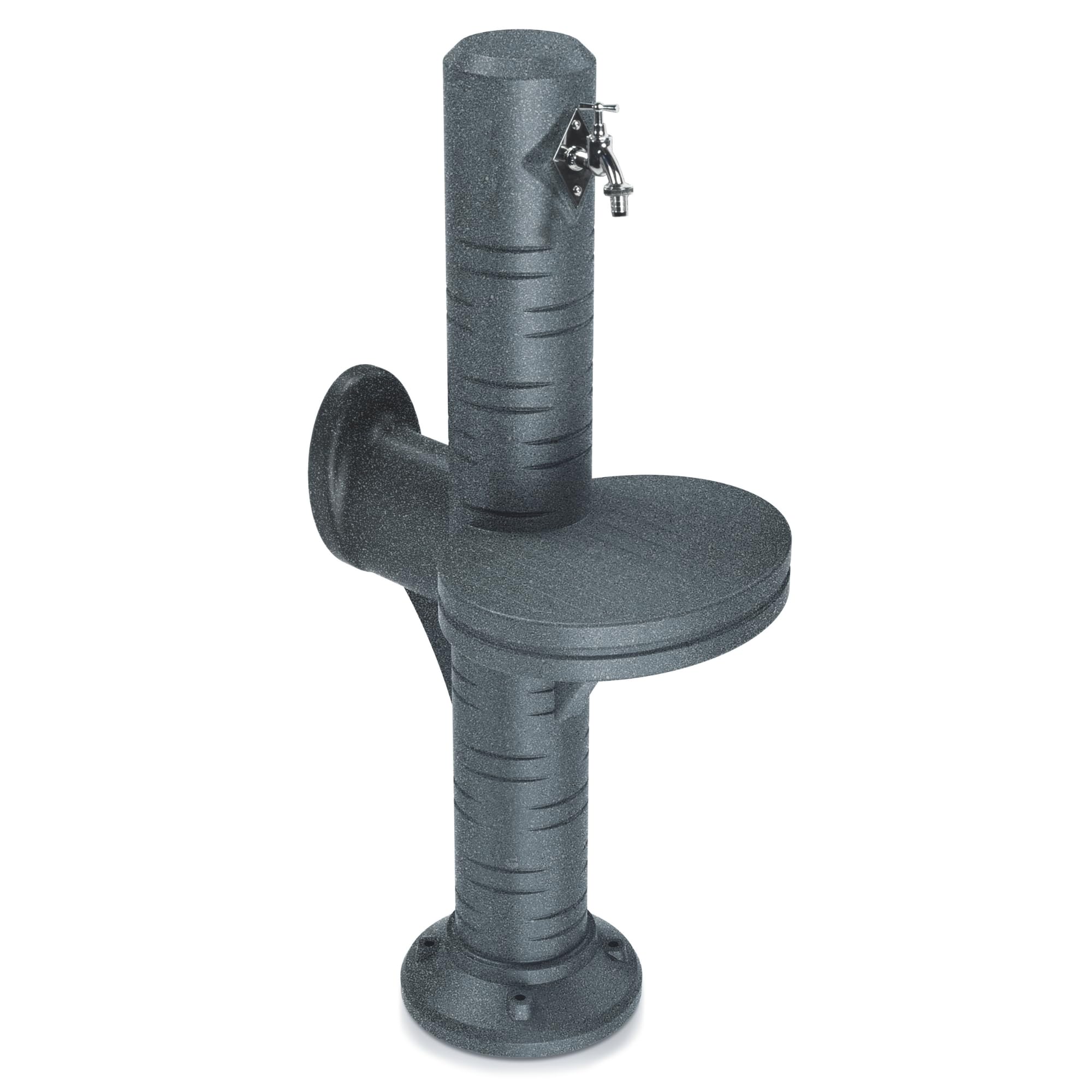 YourCasa AquaPost Wassersäule Garten mit Ablagestellfläche & Schlauchhalterung – Zapfsäule | Wasserzapfsäule | Zapfstelle Garten | 1/2" Wasserhahn Chrom | Made in Europe