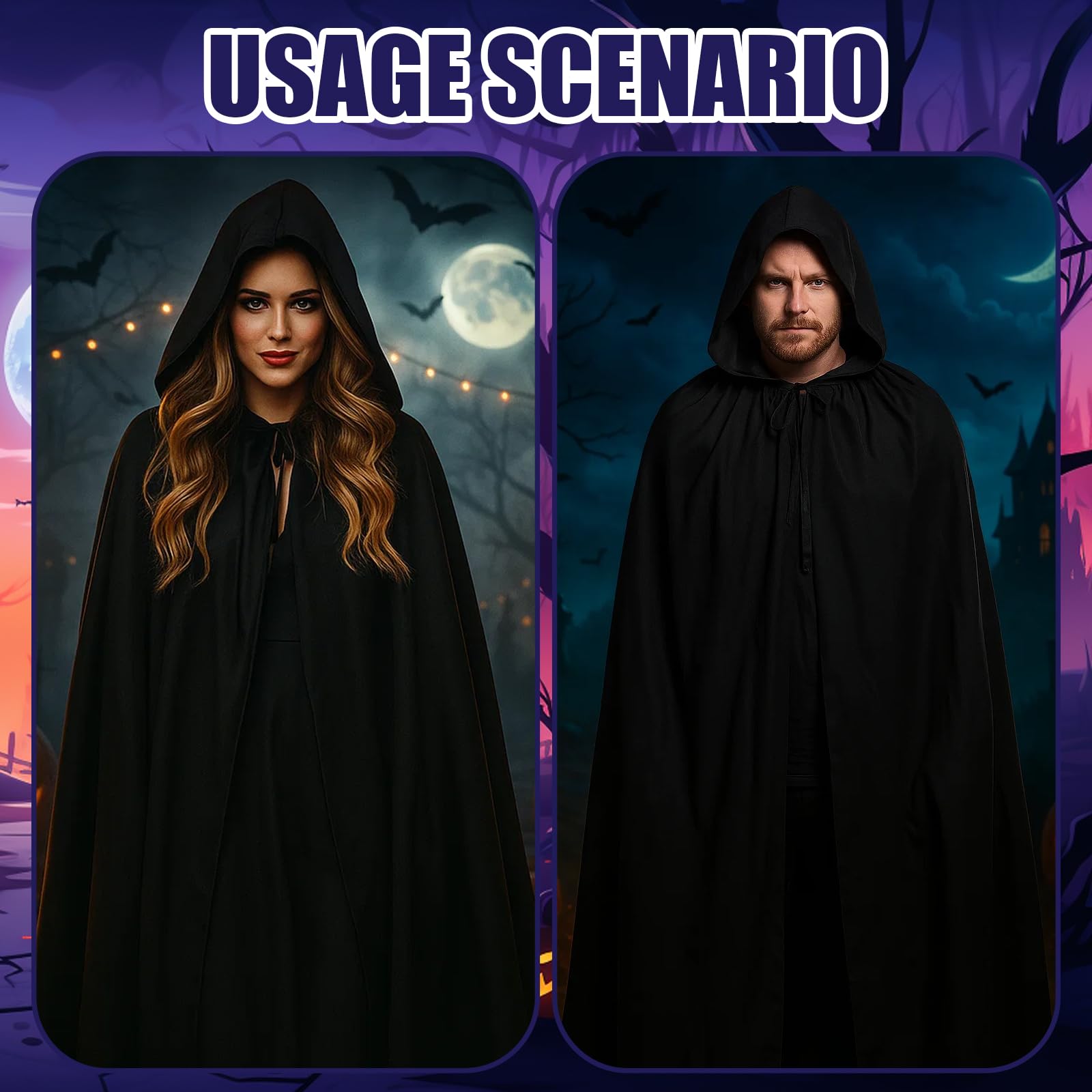 Traitors Cloak,140CM Black Cloak Ghostface Costume Black Cape Wizard Costume Adult Voldemort Cos Grim Reaper Vampire Witch Carnival Halloween Adult Wizard Cos - Image 4