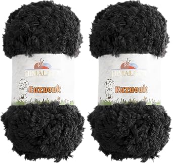 Himalaya Kuzucuk col.85624 Fluffy Thick Yarn, Super Bulky Crochet, 100% Polyester, Extra Thick, Solid Color, 2 Ball Set, Approx. 7.1 oz 200 g, Winding Line Length 28.6 ft 80 m