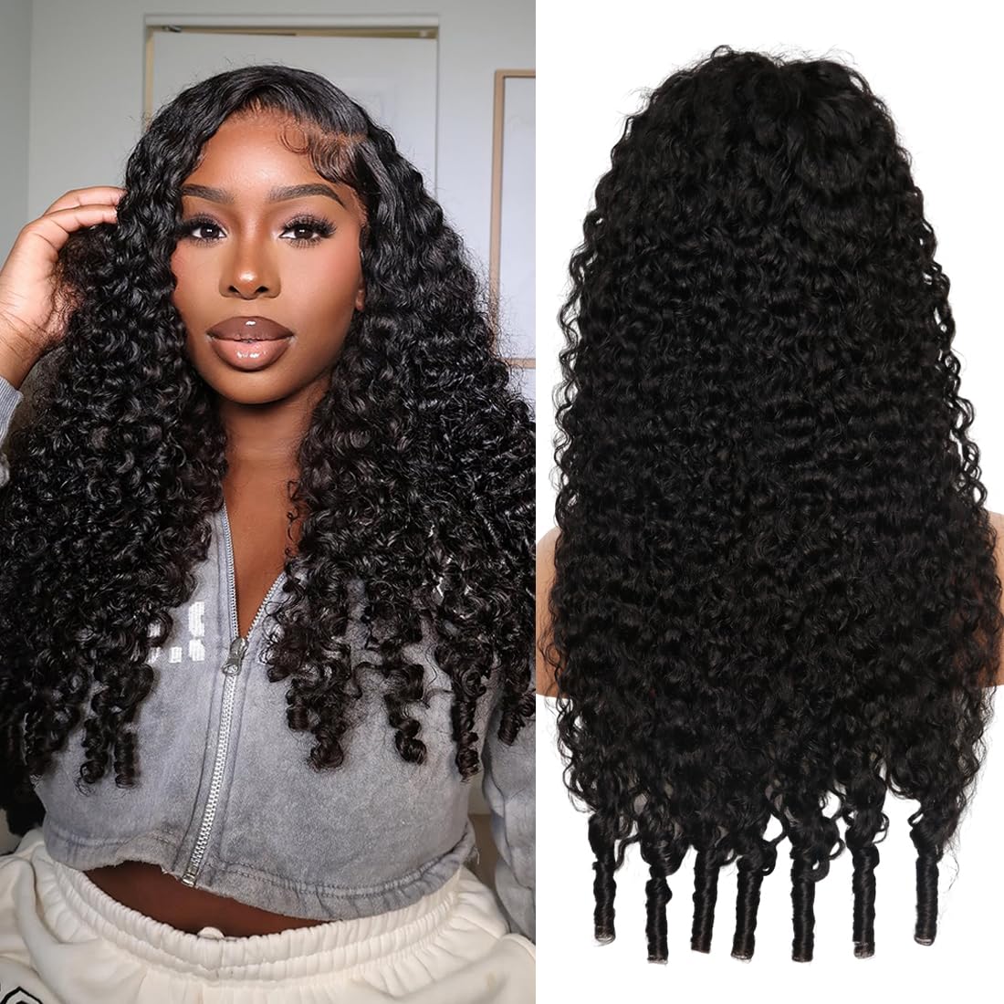 13x6 Lace Front Human Hair Wig Burmese Curly Water Wave 24 Inch Amazon.com: Burmese Curly Wig Human Hair Pre Braided Wig  main image 2