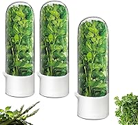 Minkeytal Herb Saver for Fridge - Keeps Cilantro, Basil, Asparagus Fresh 2-3 Weeks | BPA-Free Herb Keeper Container
