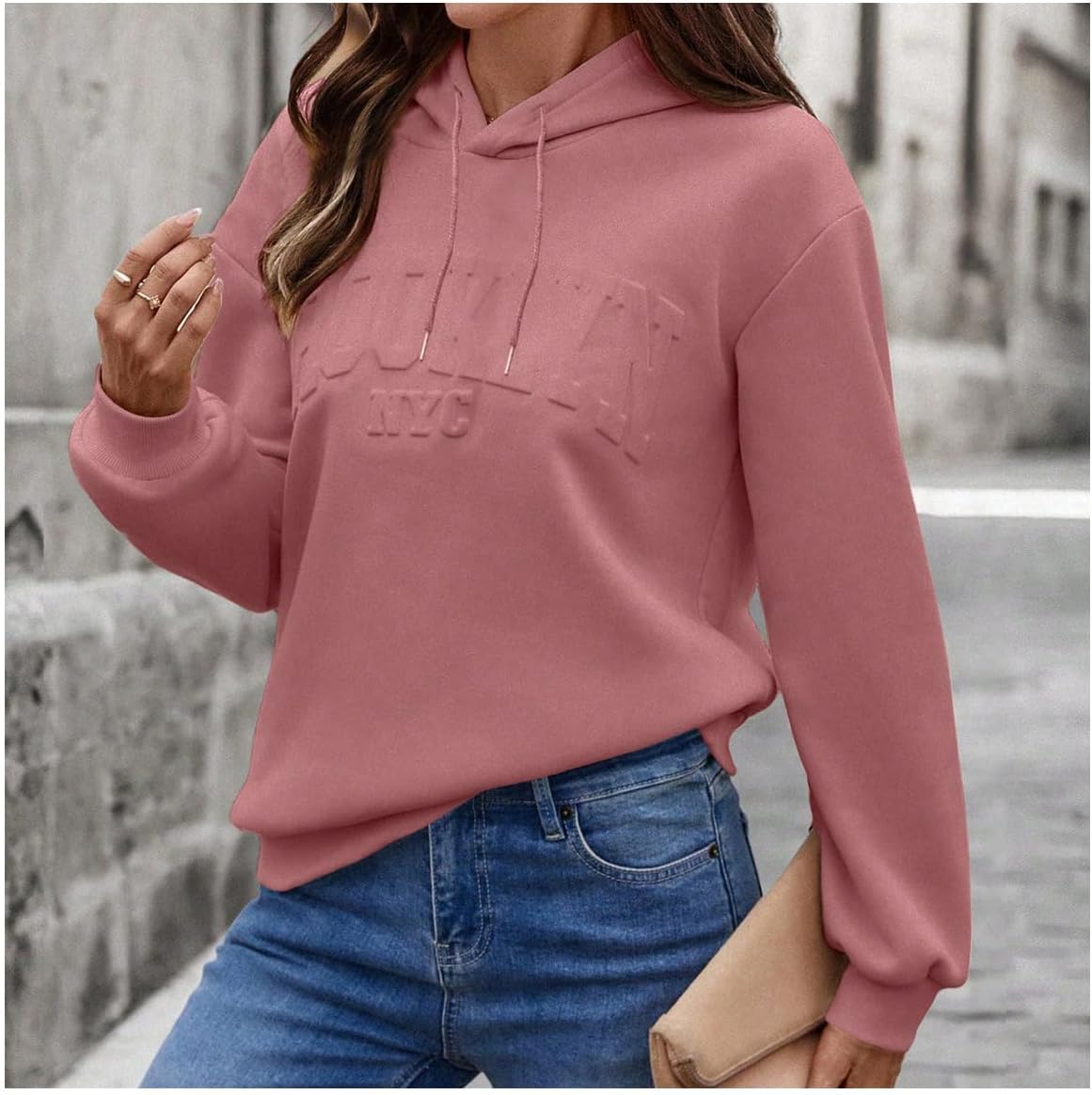 GORGLITTER Women's Letter Graphic Hoodies Y2k Long Sleeve Hooded Sweatshirt Streetwear - Image 6