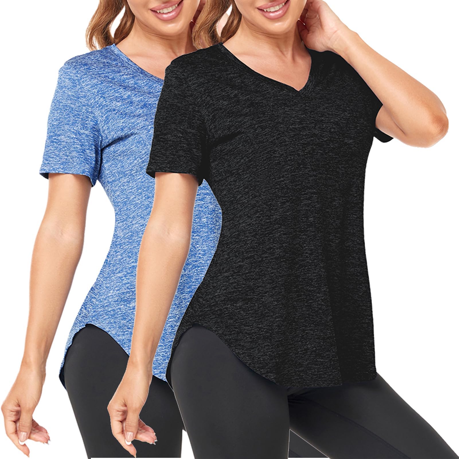 Women's Sports T-Shirt Gym Tops V Neck UK, Short Sleeve Workout Top Running Yoga Shirts