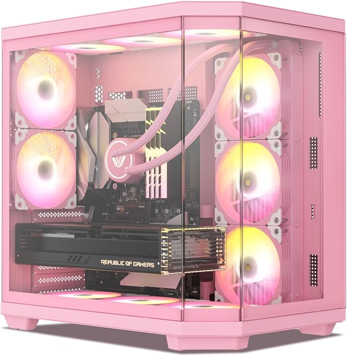 Gabinete para PC Gaming Vetroo CT3 Rosa con Vidrio Templado miniatura 8