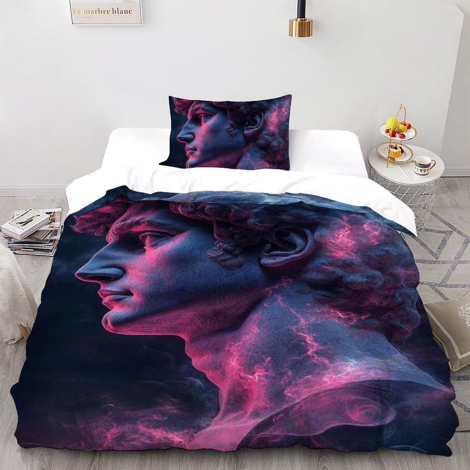 Housse de couette single 135x200 literie microfibre imprimé 3D avec taie d'oreiller pour garçon