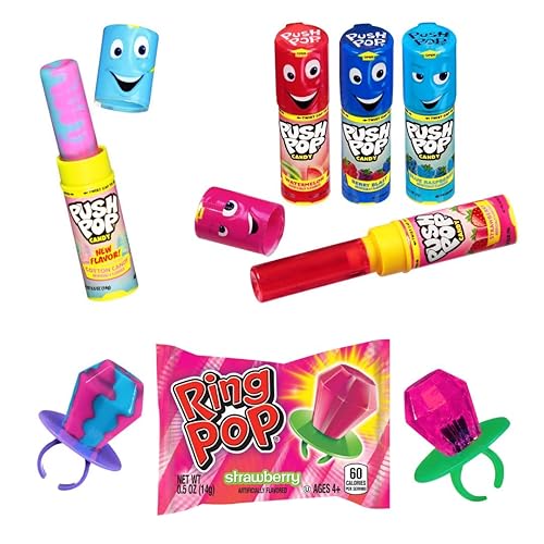 Miniatura 2 de Ring Pop Paquete de fiesta variado envuelto individualmente  50 chupones de paletas de caramelo con sabores surtidos y surtido de dulces Push Pop a