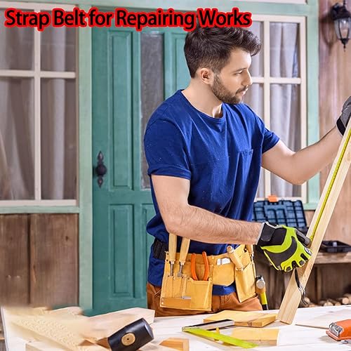 Miniatura 2 de Cinturón de herramientas, cinturón ajustable para electricista, carpintero, bolsa de taladro eléctrico, correa de batería de litio de nailon con