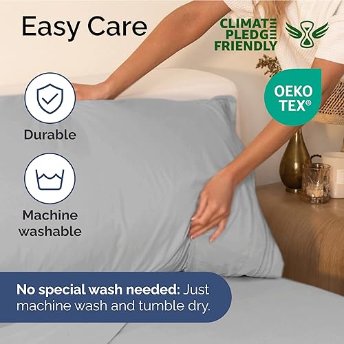 Vista 145 de Juego de sábanas de 4 piezas tamaño king, extrasuaves, transpirables y refrescantes con esquinas profundas, sábanas de fácil ajuste y sin arrugas