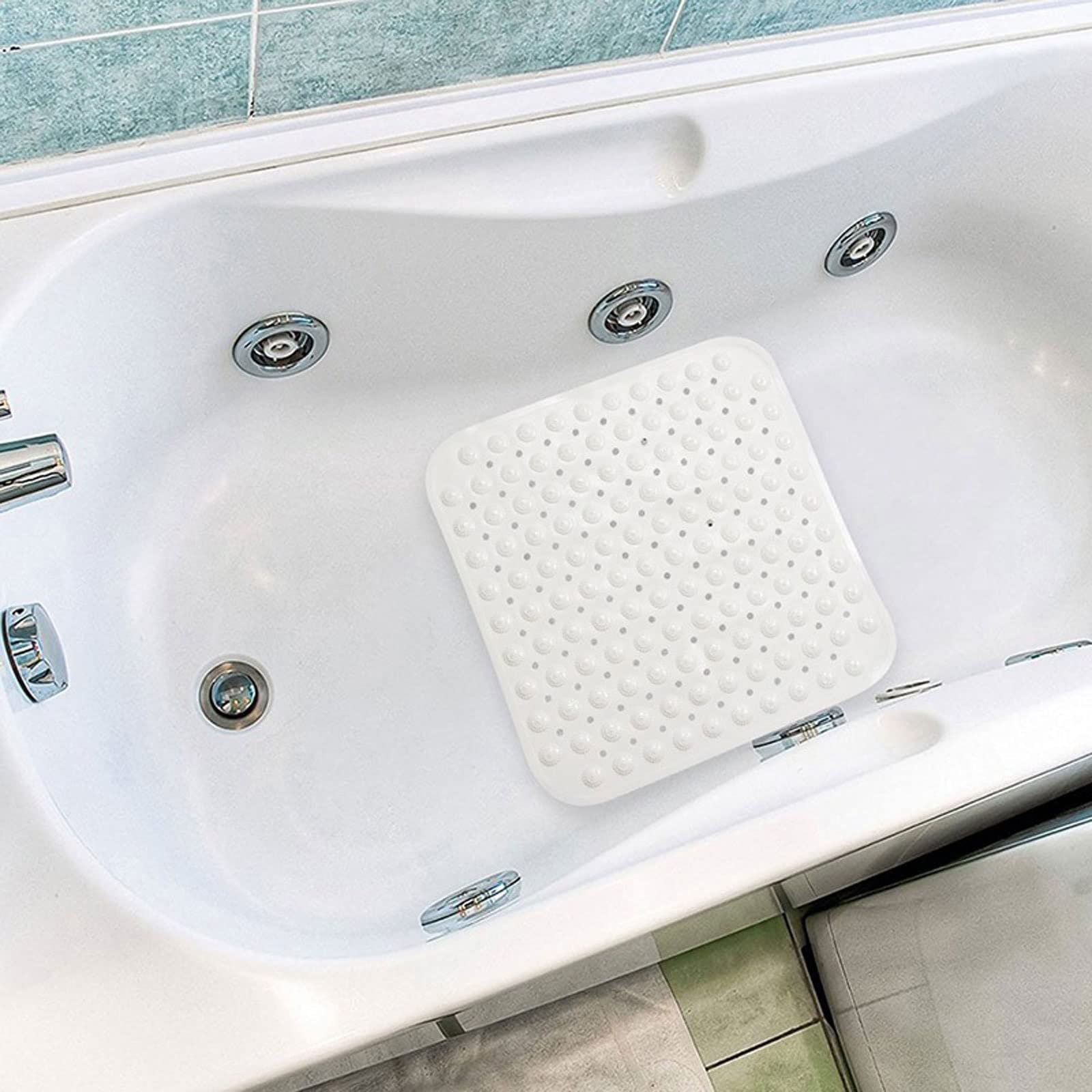 Tappetino da bagno antiscivolo rettangolare antiscivolo tappetino da bagno morbido massaggio ventosa doccia vasca da bagno tappeto (blu)