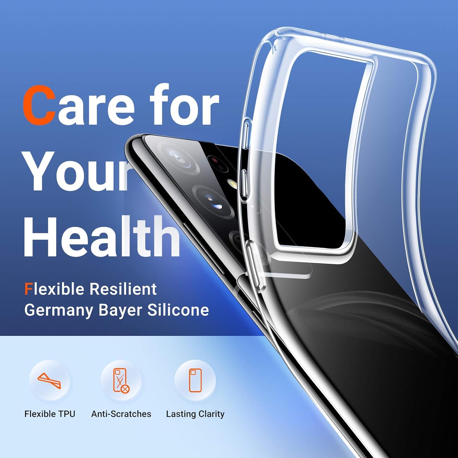 TORRAS Crystal Clear Compatible with Samsung Galaxy S21 Ultra Case 6.8 inch, Soft Yellow-Resistance Ultra-Thin Shockproof Protective Slim Silicone TPU for S21 Ultra Phone Case