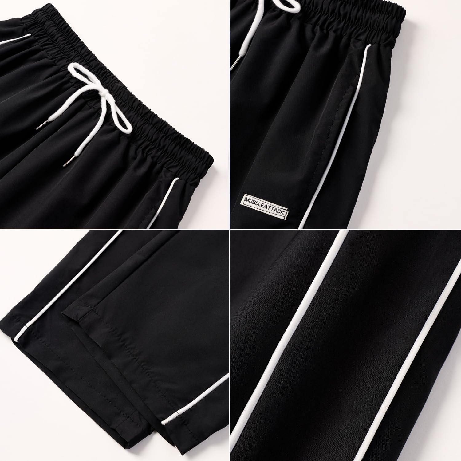 WZIKAI Men's Baggy Sweatpants Elastic Waist Drawstring Track Pants Y2K Casual Streetwear Parachute Pants with Pockets - Image 6
