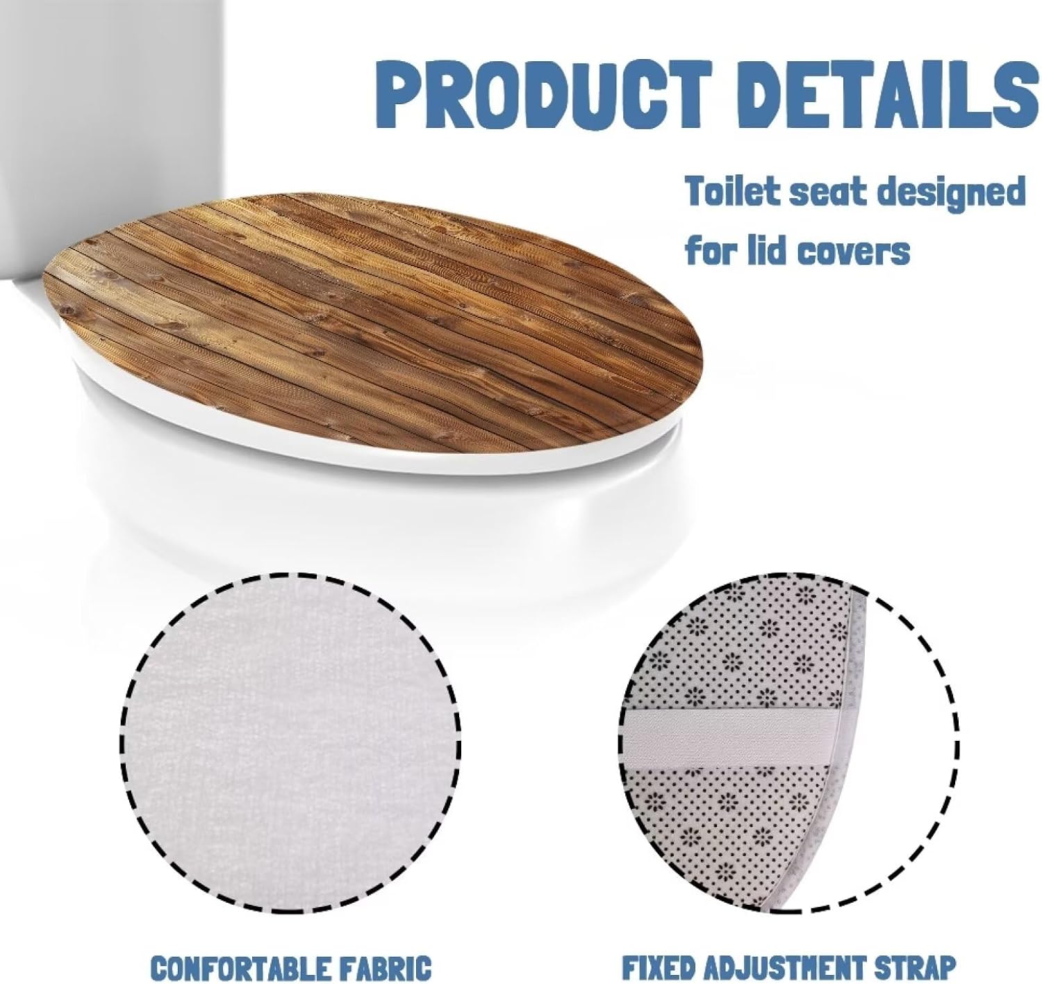 Toilet Lid Cover Elongated Brown Wood Toilet Seat Cover Oblong Toilet Seat Lid Covers for Bathroom Decoration Machine Washable Toilet Lid Covers Accessories image 5
