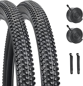 24/26 Inch Bike Tires, HUIOK Folding Replacement 24x1.95/26x1.95 Bike Tire, Cushioned Comfort Mountain Bike Tires for Hard Roads
