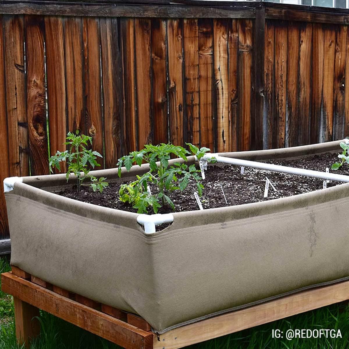 Sustainable Village Grassroots Fabric Raised Garden Bed 4'x8' with Trellis | Outdoor or Indoor Planter Bed Set | for Gardening, Flowers, Plants, and Vegetables