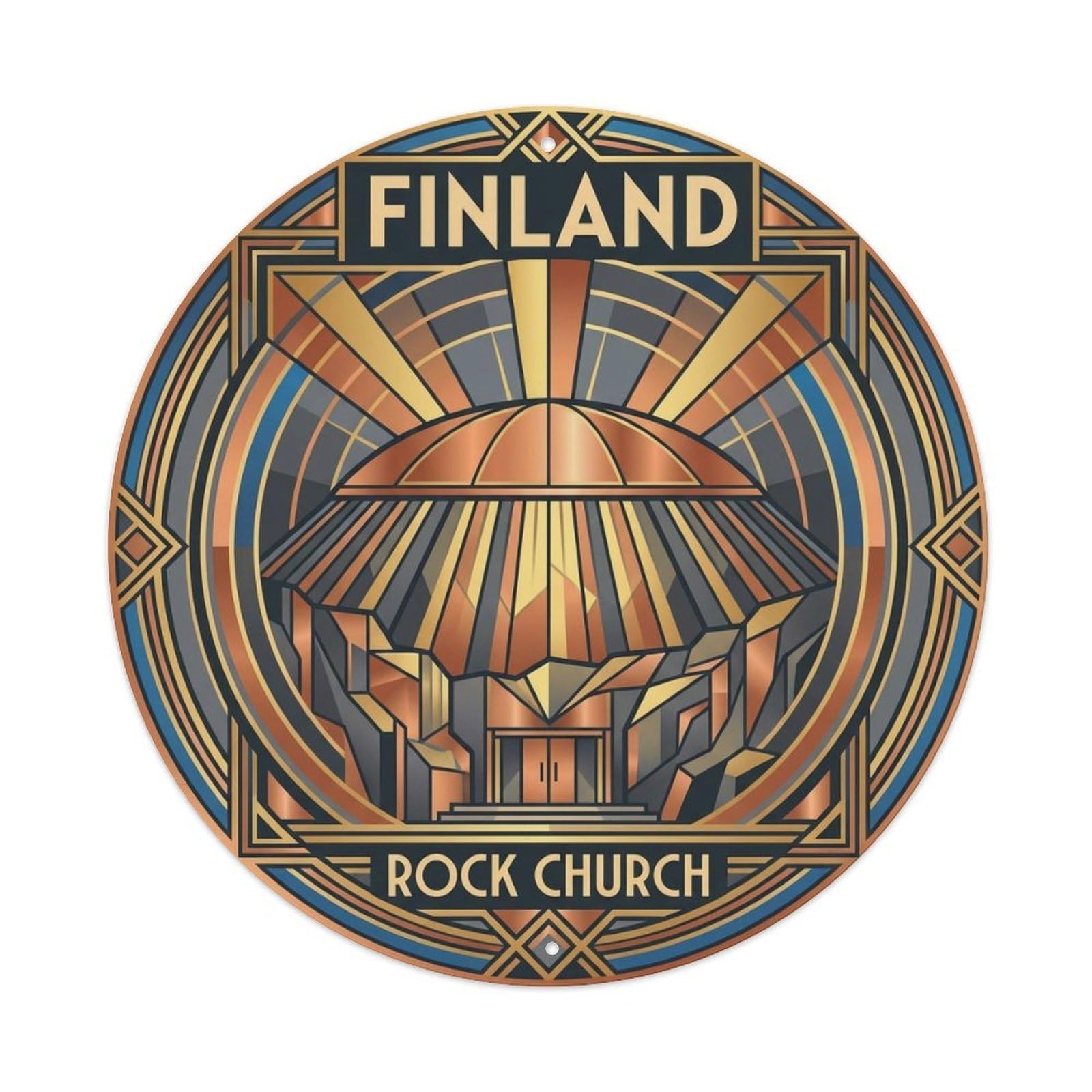 Vintage Travel Finland Magnificent Metal Tin Sign Plaque Wall Decor for Cafe, Club, Garden Round Metal Poster 8x8Inch