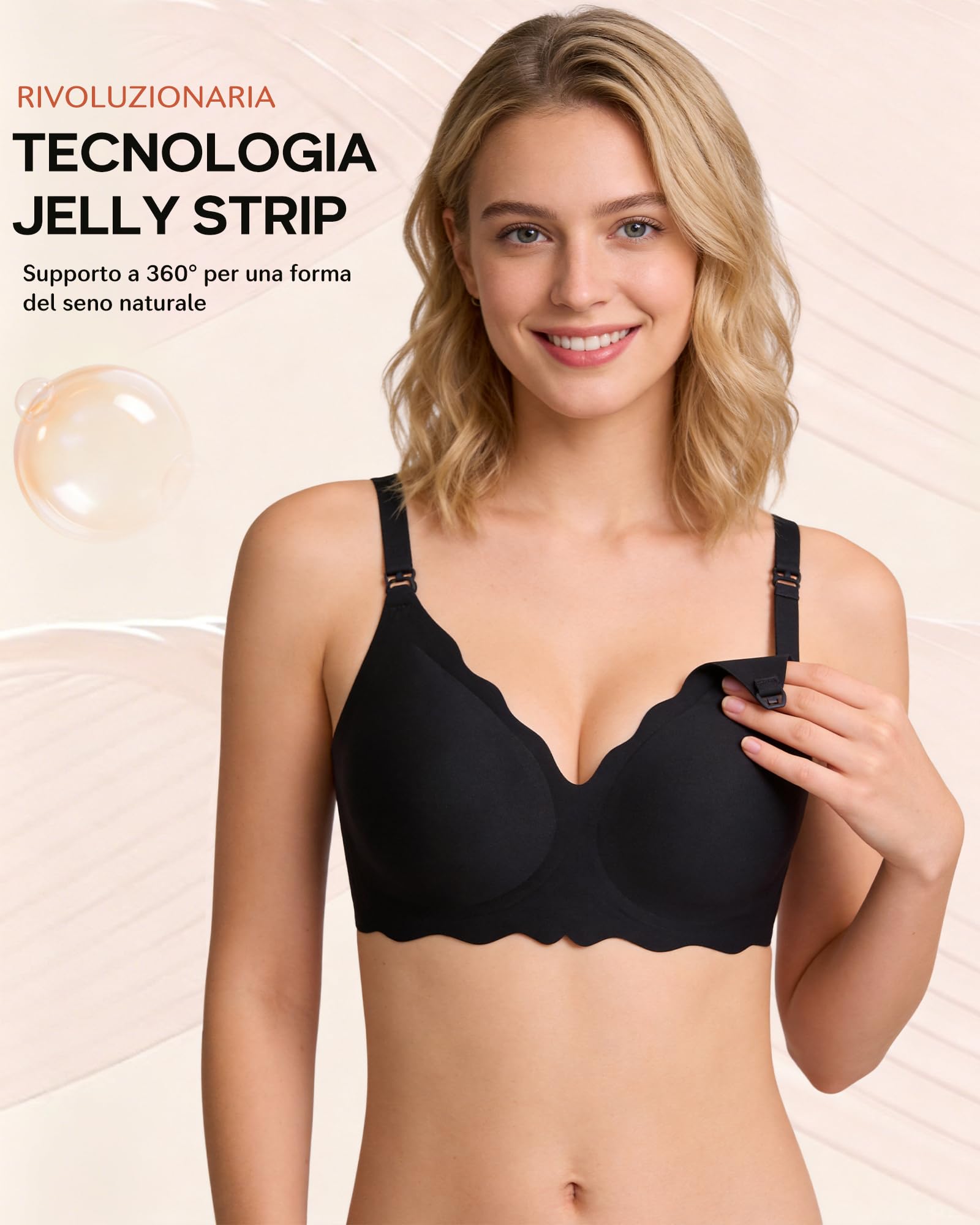 Bresdk Reggiseno Allattamento 2 per Gravinza Senza Ferretto Senza Cuciture | Reggiseno senza ferretto e reggiseno comodo, bordo ondulato, coppe soffici per casa e tempo libero, push up