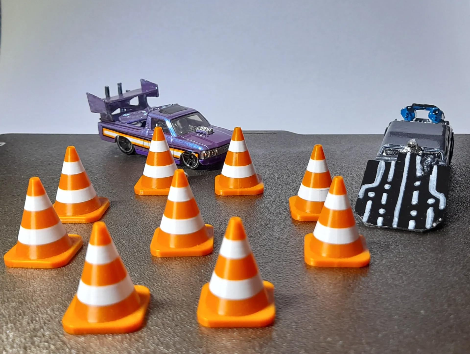 3D Printed Miniature Traffic Cones | Training Roadblock Signs | Minis | DIY Doll House Decor (Set of 10)