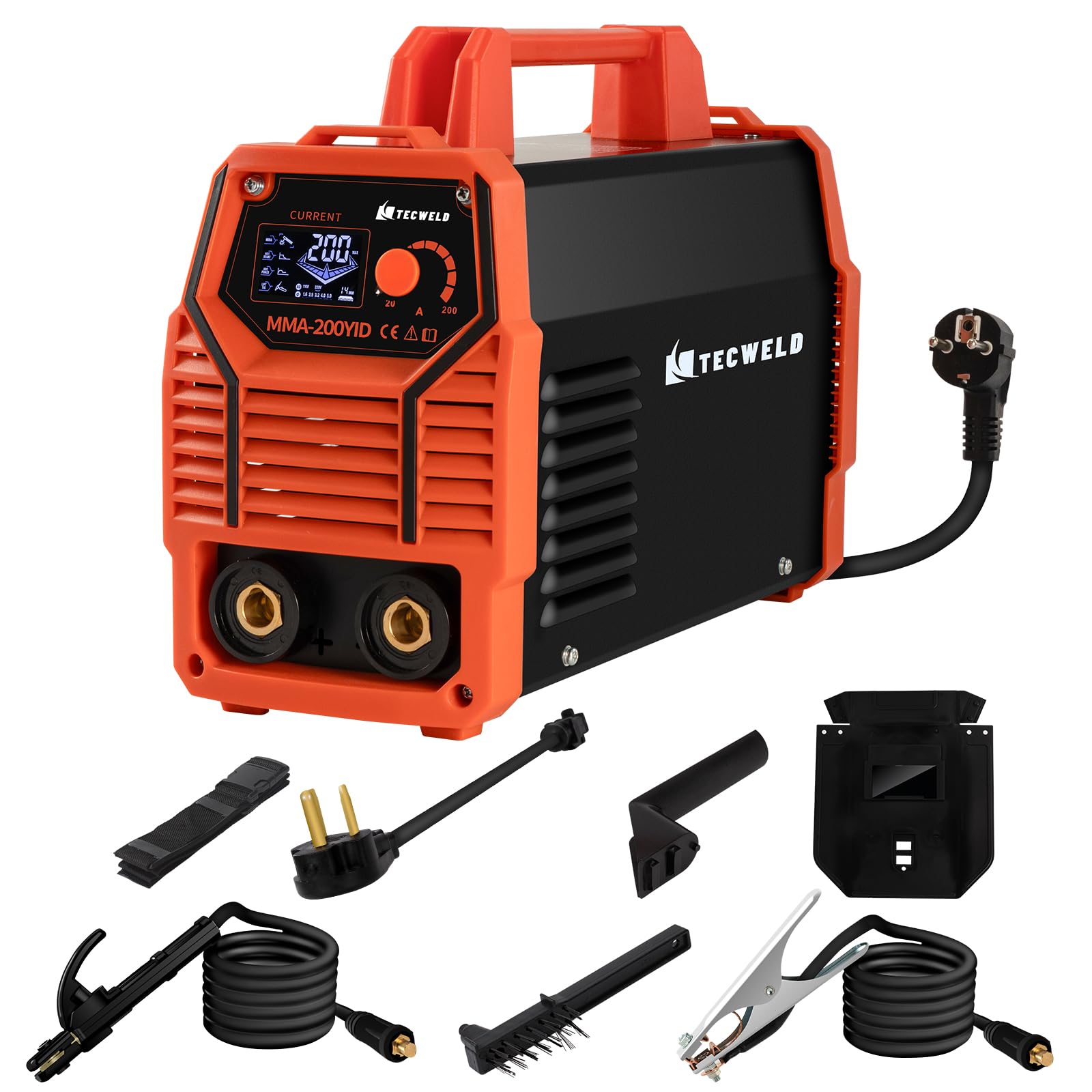 Soldadora de 200 A, 110 V/220 V de doble voltaje 2 en 1 ARC/Lift TIG con control sinérgico, soldador de varilla inversor IGBT con pantalla LED grande, arranque en caliente, VRD, fuerza de arco