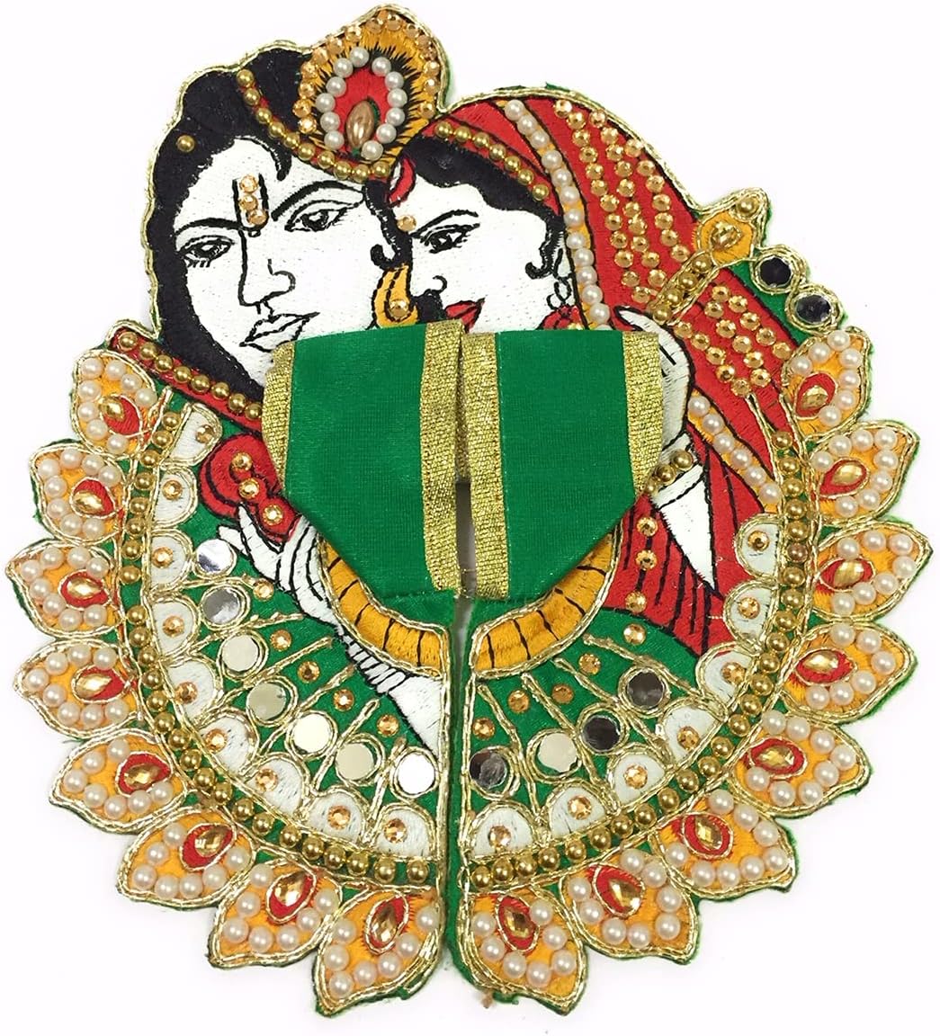 Aashita Creations Green Radha KrishanPortrait Laddu Gopal Poshak for Thakurji/Kanhaji Size:0